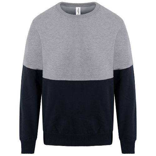 Awdis Just Hoods Colour Block Sweat Heather Grey/New French Navy